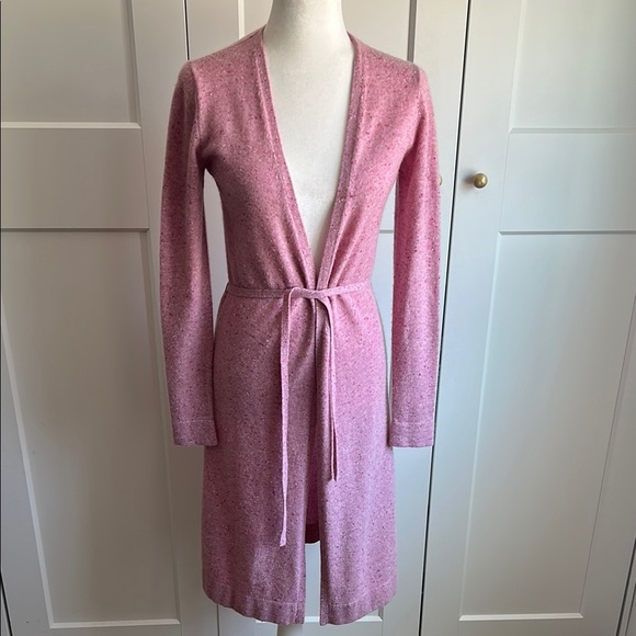 Autumn Cashmere Pink Long Cashmere Cardigan/Robe with Belt | S - Picture 1 of 5